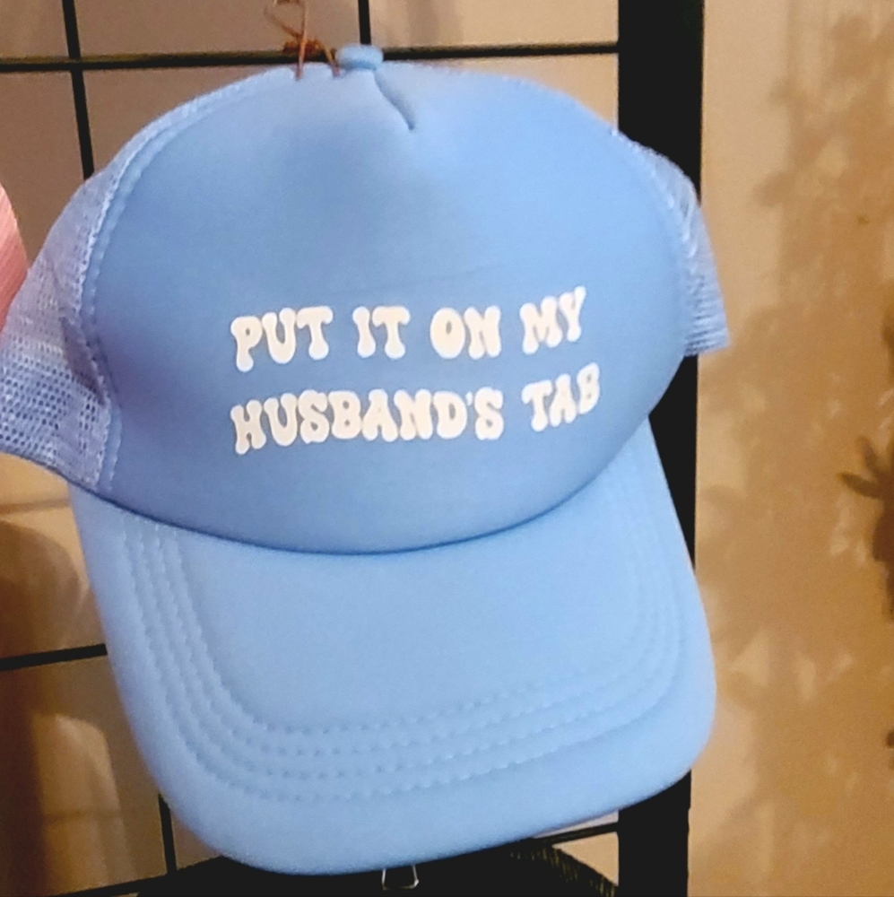 Blue Trucker Hat Put It On My Husband' Tab Slogan